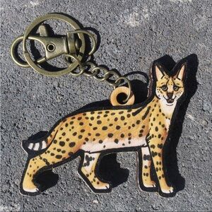 Leopard Print Cat Keychain